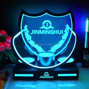 Bouteille de LED écologique Glorifier <span class=keywords><strong>3</strong></span> bouteilles affichage Logo gravé bouclier forme métal acrylique détail fête boîte de nuit accessoire - Product Image 6