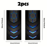 Autocollants de pilier B de voiture auto-adhésifs étanches résistants aux rayures, 2 pièces, décalcomanies hexagonales en PVC avec accent bleu personnalisé