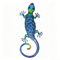 Bahçe Malzemeleri Veranda Ev Bahçe Avlusu Dekorasyonu için Modern Metal Gecko Duvar Süsü