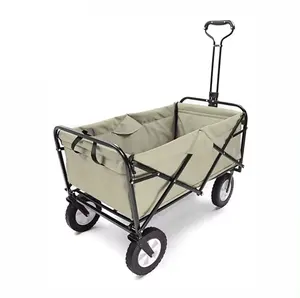 Garden Outdoor Camping Foldable Trolley High Quality Utility Wagon Beige Portable Hand Trolley Cart Folding Wagon