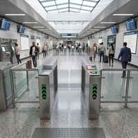 Barrera de Acceso Abatible de Acero Inoxidable 304 con Control de Acceso por RFID, Código QR y Reconocimiento Facial, 35 Personas/min, IP65, para Metro y Turismo