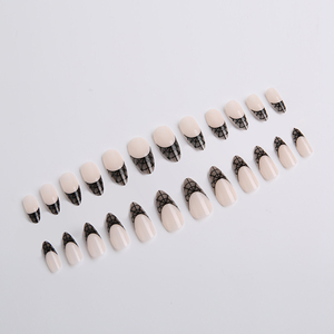 Ensemble de 24 <span class=keywords><strong>faux</strong></span> <span class=keywords><strong>ongles</strong></span> en ABS à couverture complète, design carré 3D personnalisé, avec <span class=keywords><strong>colle</strong></span>, pointe noire française, <span class=keywords><strong>ongles</strong></span> à presser doux - Product Image 6
