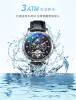 Montre mécanique multifonctionnelle AOKULASIC pour homme, montre-bracelet de luxe à tourbillon, cadran à phases lunaires ajouré, bracelet de marque automatique
