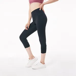 Yaz spor bükme aşırı sıcak kız diz boyu Yoga pantolon ile özel Logo
