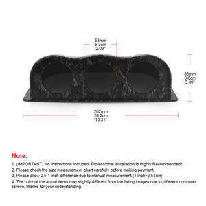 कार 3 छेद डैश बोर्ड गेज पोड प्लास्टिक धारक 2 इंच/52 मिमी गेज ब्लैक कार्बन फाइबर शैली माउंट धारक - Product Image 6