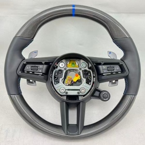 Volante de Cuero y Carbono para <span class=keywords><strong>Porsche</strong></span> 958 Sport Cayenne 997 Macan 991 981 718 <span class=keywords><strong>911</strong></span> 957 992 996 991.2 997.2 Red Cayman - Product Image 5