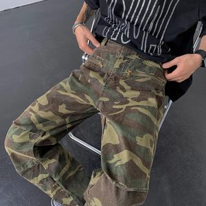 Women's High Rise Camo Baggy <b>Jeans</b> Straight Wide Leg Cargo with Flap Pocket Breathable Skinny Fit for Teen <b>Girls</b> - Product Image 1