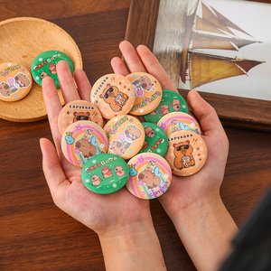 Cute Capybara <b>Badge</b> 40 Mm Round Tinplate <b>Pin</b> For Children Gift Student Stationery Decorative Brooch - Product Image 3