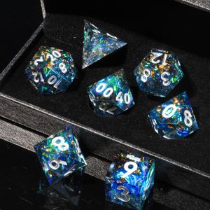 Mini Planet – Lot <span class=keywords><strong>de</strong></span> 7 <span class=keywords><strong>d</strong></span>és polyédriques en résine pour jeux <span class=keywords><strong>de</strong></span> société, carrom et jeux <span class=keywords><strong>de</strong></span> table – D4/D6/D8/D10/D12/<span class=keywords><strong>D</strong></span>%/D20 - Product Image 6