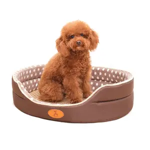 Actory-cama de felpa lavable para perros y gatos, cama cálida y esponjosa de espalda alta, venta al por mayor