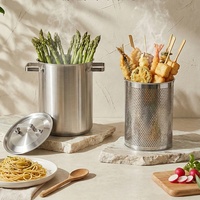 Panela Fritadeira Antiaderente de Aço Inoxidável 304 de 4,3L com Laterais Altas e Alças Duplas para Fogão a Gás e Cooktop de Indução - Oferta Imperdível