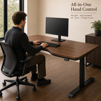 Cadre de bureau réglable en S à double moteur électrique dissimulé, à 2 niveaux, pour bureau d'angle en L, avec poutres longues et courtes