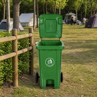 Poubelle commerciale en plastique de 360 L avec poignée antidérapante texturée pour les parcs d'attractions et les attractions touristiques