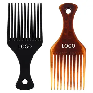 Afro Tóc Lược tóc Pick, mịn afro Pick Lift detangle tạo kiểu tóc lược với răng rộng, hổ phách Lược thời trang tóc phong cách công cụ