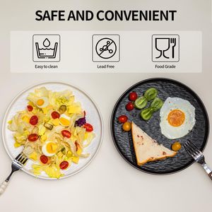 Vajilla de Cerámica con Textura de Roca, Platos para Servir Ensaladas y Filetes, Juego de Platos para Cena con Borde - Product Image 5