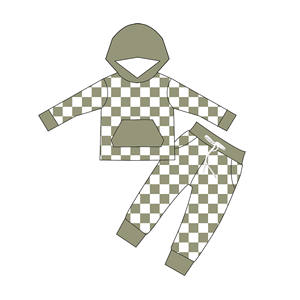 طقم قطعتين من قماش التيري الفرنسي للأطفال والفتيات الصغيرات، هودي وبنطلون رياضي بياقة دائرية - Product Image 6