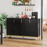 Meubles de style médiéval moderne, armoires de rangement pour salle à manger, console de 59 pouces, buffet à 4 portes, bois + métal