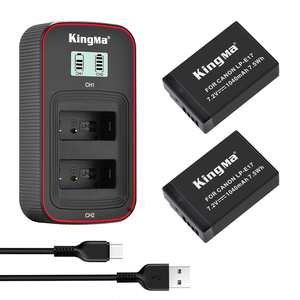 แบตเตอรี่ KingMa LP-E17 LPE17 และชุดอุปกรณ์ชาร์จแบตเตอรี่แบบ LCD พร้อมพอร์ต USB คู่ สำหรับกล้อง <span class=keywords><strong>Canon</strong></span> LP E17 <span class=keywords><strong>EOS</strong></span> M3 M5 M6 <span class=keywords><strong>77D</strong></span> 200D 750D 760D - Product Image 1