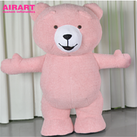 Kostüm Rosa Bären-Maskottchen für Jubiläumsveranstaltungen Interaktive Requisiten, Aufblasbares Rosa Bären-Maskottchen-Kostüm für Partydekoration