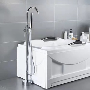 Robinets de baignoire autoportants à poignée unique design moderne Vente à chaud en laiton Mélangeur de douche avec jet de pluie Robinet de salle de bains avec <span class=keywords><strong>support</strong></span> de filtre - Product Image 3
