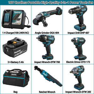 <span class=keywords><strong>Makita</strong></span> 10 en 1, <span class=keywords><strong>pack</strong></span> de batterie lithium-ion sans fil à couple élevé avec chargeur de batterie et kit d'outils, ensemble d'outils efficace - Product Image 6
