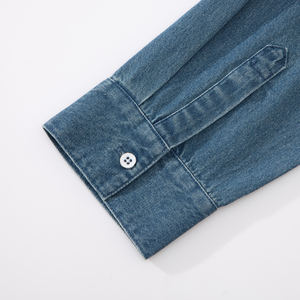 Blusa Vaquera Premium Vintage de Corte Ajustado, 100% Algodón, Lavada con Lejía, Manga Larga para Mujer, Producto Diario para Otoño y Primavera - Product Image 6