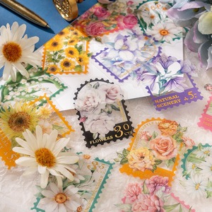 30 Pieces/Pack Waterproof Self-adhesive <b>Paper</b> Stickers Cartoon Mailing Series Gold Stamping 6 Color Print Holiday Scrapbook - Product Image 3