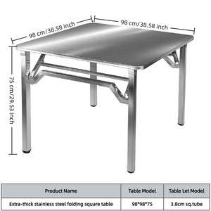 Mesa Cuadrada Plegable <span class=keywords><strong>de</strong></span> Acero Inoxidable Extra Grueso, Diseño Moderno y Simple, Portátil para Exteriores, Campamento, Picnic, Restaurante, <span class=keywords><strong>Banco</strong></span> <span class=keywords><strong>de</strong></span> <span class=keywords><strong>Trabajo</strong></span> - Product Image 4