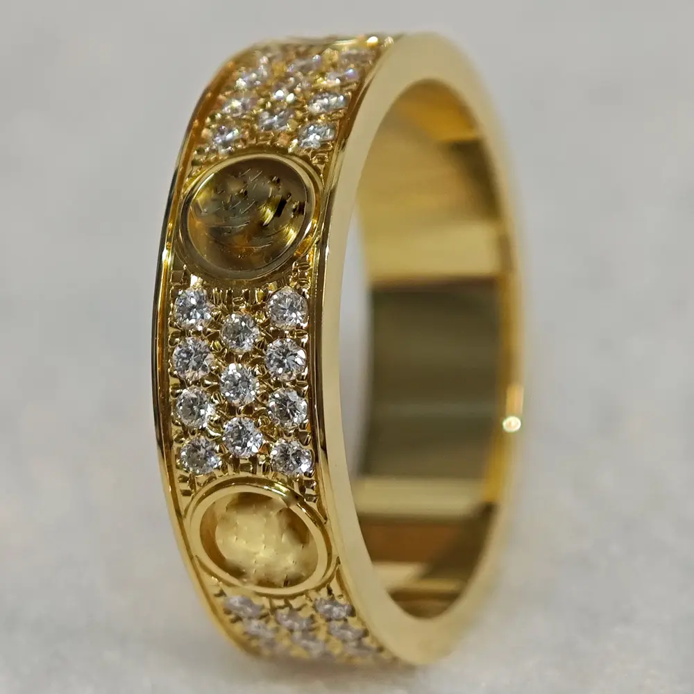 CGR05518Kイエローゴールド6.5mmラブリングフルパヴェリアルナチュラルダイヤモンドリング結婚式の婚約女性男性提案リング