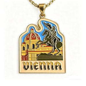 Collar con Colgante de Ángel Esmaltado del Monumento Histórico de Viena - Joyería Chapada en Metal, Moderna y Tradicional, Souvenir Austriaco para Viajeros - Product Image 1