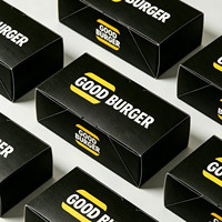 Caja de Cartón para Ketchup con Tapa Lateral Abatible, Estilo Americano Minimalista, Negra, Desechable, Personalizada de Fábrica, para Hamburguesas y Pollo Frito