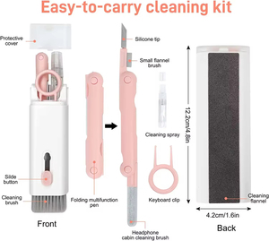 Kit <span class=keywords><strong>de</strong></span> Limpieza Electrónica 7 en 1 para Auriculares, Tabletas y Teléfonos, con Cepillo <span class=keywords><strong>de</strong></span> Limpieza, Pinza para Teclas, Spray, Paño <span class=keywords><strong>de</strong></span> Franela - Product Image 2
