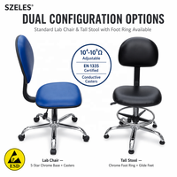 ESD chaise de salle blanche antistatique réglable en cuir PU avec repose-pieds mobilier Commercial de laboratoire
