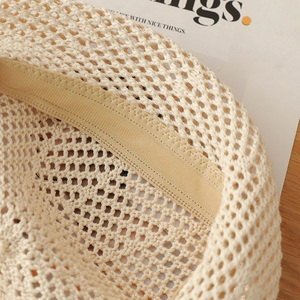 Chapeau en <span class=keywords><strong>crochet</strong></span> pour femmes Chapeaux béret de peintre élégants, creux et respirants - Product Image 6