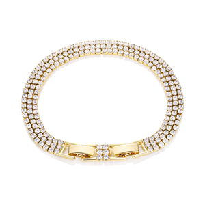 Personalización de moda joyería de latón pulsera de diamantes <span class=keywords><strong>mujer</strong></span> hip hop pequeño circón dobles filas tres filas pulsera de <span class=keywords><strong>tenis</strong></span> - Product Image 1