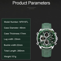 Jam Tangan Pria Mewah Terbaru Naviforce 9197 Quartz Sport Digital Bercahaya Tahan Air Alarm Kronograf Relojes