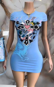 C1688 <span class=keywords><strong>Vestido</strong></span> <span class=keywords><strong>Corto</strong></span> Informal de Verano con Estampado Digital <span class=keywords><strong>Sexy</strong></span> para Mujer - Product Image 2