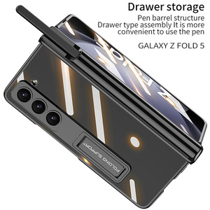 Étui de téléphone portable à écran pliant magnétique Transparent FOLD5 pour Samsung <span class=keywords><strong>ZFOLD5</strong></span> avec porte-stylo fantôme - Product Image 4