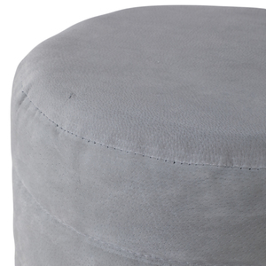 Pouf Rotondo in Velluto Grigio Scamosciato, Poggiapiedi per Arredamento Soggiorno, Sedia per Toeletta, Seduta Decorativa per la Casa - Product Image 5