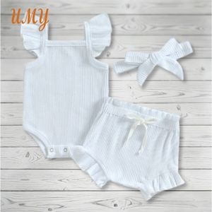 Ensembles de vêtements pour bébé fille d'été 100% coton côtelé Style décontracté Manches courtes Sans manches Combinaison et robe pour tout-petits pour temps chaud - Product Image 5