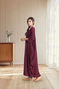 Vestido Maxi de Lino Tallas Grandes para Mujer, Corte Regular, Largo, Verano, Algodón Ecológico, con Cinturón, Línea A, Ropa Personalizada OEM ODM Marca Privada - Product Image 5