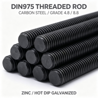 DIN975 Threaded Rod Grade 4.8/8.8 Carbon Steel Fully Threaded Stud Zinc Plated Black Finish Construction Fastening