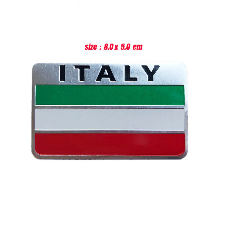 4pcs Aluminum Italy Italian Flag Car Accessories Emblems Badges Stickers Decals