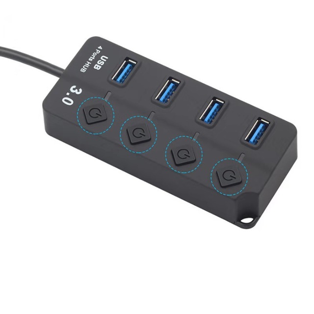 USB Hub 4 PORT 4 Port USB 3.0 Hub SuperSpeed 5Gbps Multi Port Adapter Splitter for Computer Desktop for PC Laptop Accessory