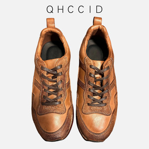 รองเท้าผ้าใบลำลองหนังแท้สำหรับผู้ชาย QHCCID พื้นยางกันลื่น สวมใส่สบาย เหมาะสำหรับเดินทุกวัน - Product Image 3