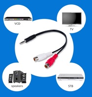 Universel 3.5mm Jack Stéréo Mâle à 2 RCA Femelle Prise pour Casque 3.5 Y Câble Adaptateur Audio
