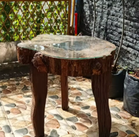 Wiederaufbereiteter Massivholz-Esstisch im Traditionellen Quadratischen Design, Wasserfest, Antik-Stil, Zeitgenössischer Faltbarer Tisch für Wohnraumdekoration