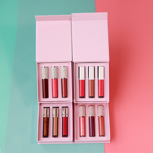 2022 personnalisé rose Boba brillant à lèvres ensemble marque privée végétalien brillant à lèvres Tube de Base avec grand pinceau baguette <span class=keywords><strong>maquillage</strong></span> cadeau Kit - Product Image 1