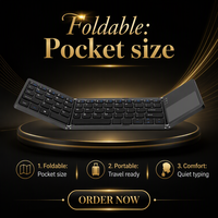 Clavier sans fil pliable B033 avec pavé tactile, mini clavier Bluetooth rechargeable pour Windows, tablette Android, PC, ordinateur portable, travail, bureau