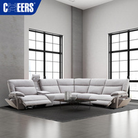 Sofá Seccional Reclinable Eléctrico CHEERS de Tela, Sofá Plegable Multifuncional de Alta Gama con USB y Luz LED para el Hogar de Lujo